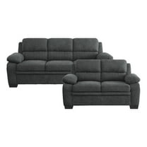 Lexicon Holleman Textured Fabric 2-Piece Upholstered Sofa Set in Dark Gray