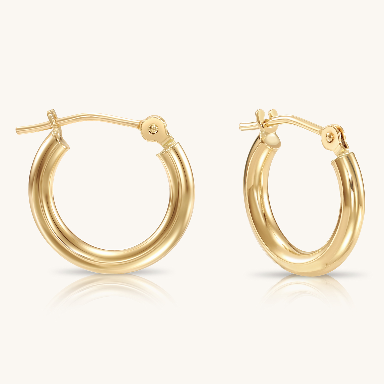 10K Yellow Gold Classic Round Hoop Earrings | 13mm | Everyday Hoop Earrings | Great for Women and Men | GB Jewelry & Co.