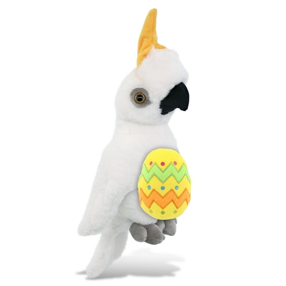 DolliBu Super Soft Cockatoo with Yellow Easter Egg Plush - Perfect Cockatoo Stuffed Animals for Easter Basket, Cute Easter Egg Stuffed Animal Spring Toys for Girls, Boys, and Babies - 10 Inches