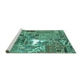 thumbnail image 2 of Ahgly Company Machine Washable Indoor Rectangle Patchwork Turquoise Blue Transitional Area Rugs, 5' x 7', 2 of 4
