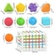 thumbnail image 3 of Juguete clasificador de formas de arcoíris para bebés | Actividad de motricidad fina con cuerdas elásticas de colores | Juego de aprendizaje sensorial para niños pequeños | 9 bloques texturizados, 3 of 5