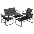 thumbnail image 1 of Outsunny 5 Piece Patio Furniture Set, Metal Outdoor Conversation Set, Black, 1 of 10