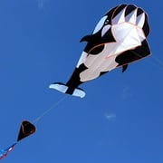 GAZI 3D Huge Frameless Soft Parafoil Giant Killer Whale Kite With 30m Kites String blue + white