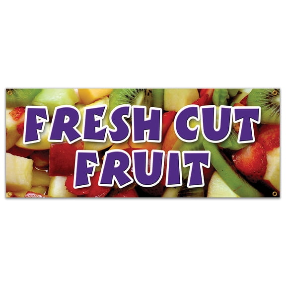 SignMission B-Fresh Cut Fruit 18 x 48 in. Fresh Cut Fruit Banner Sign