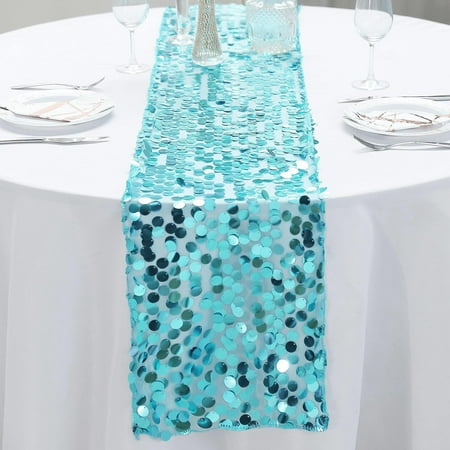 

Efavormart Premium Turquoise Sequin Restaurant Table Top Runners For Weddings Birthday Banquets Decor Fit Rectangle and Round Table