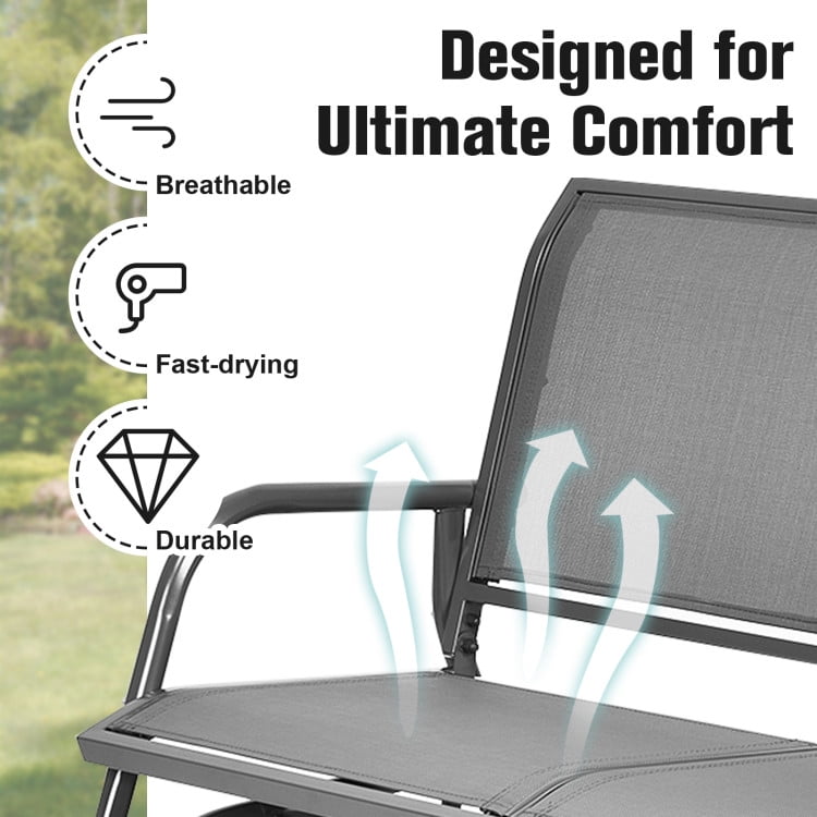 Aimee Lii Double Chair Outdoor, Patio Glider Bench, Porch, Backyard, Sturdy, Gray Aimee Lii Double Chair Outdoor, Patio Glider Bench, Porch, Backyard, Sturdy, Gray