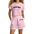 thumbnail image 3 of Hienoo Girls Summer Outfits Letter Print Short Sleeve T Shirt and Shorts Set, Sizes 4-14, 3 of 3