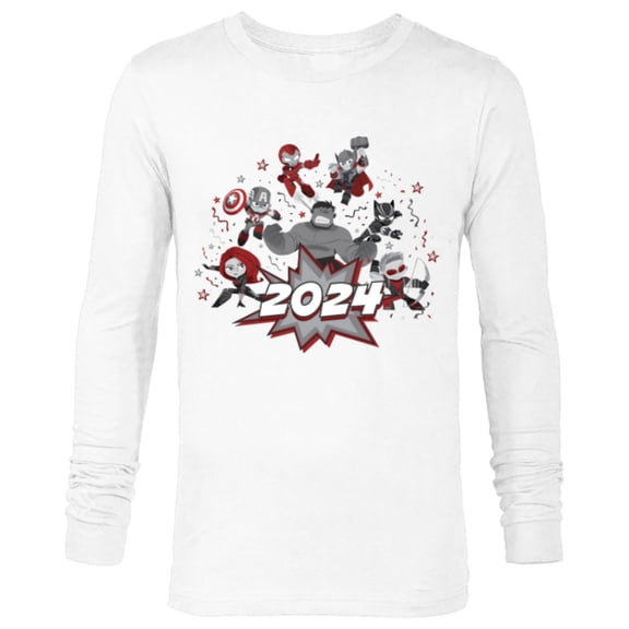 Marvel Avengers Red and Gray Stylized Cute New Year 2024 - Long Sleeve T-Shirt for Men - Customized-White