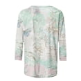 thumbnail image 4 of Camiseta estampada a la moda para mujer, blusa de manga 3/4 de longitud media, cuello redondo, camisetas informales Pompotops  FGAJ3261, 4 of 5