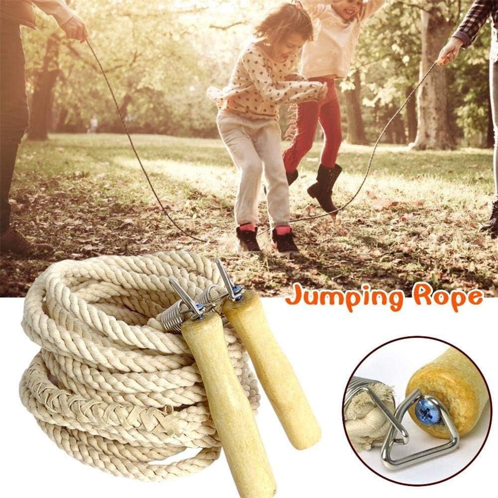 NAMZI Groups Rope Skipping Spring Loaded, 22.9ft Multiplayer Jumping Rope Skipping Best Team Long Rope Jumping with Wooden Handle for School Sport Game Company Party Skipping Outdoor Activity (7M)