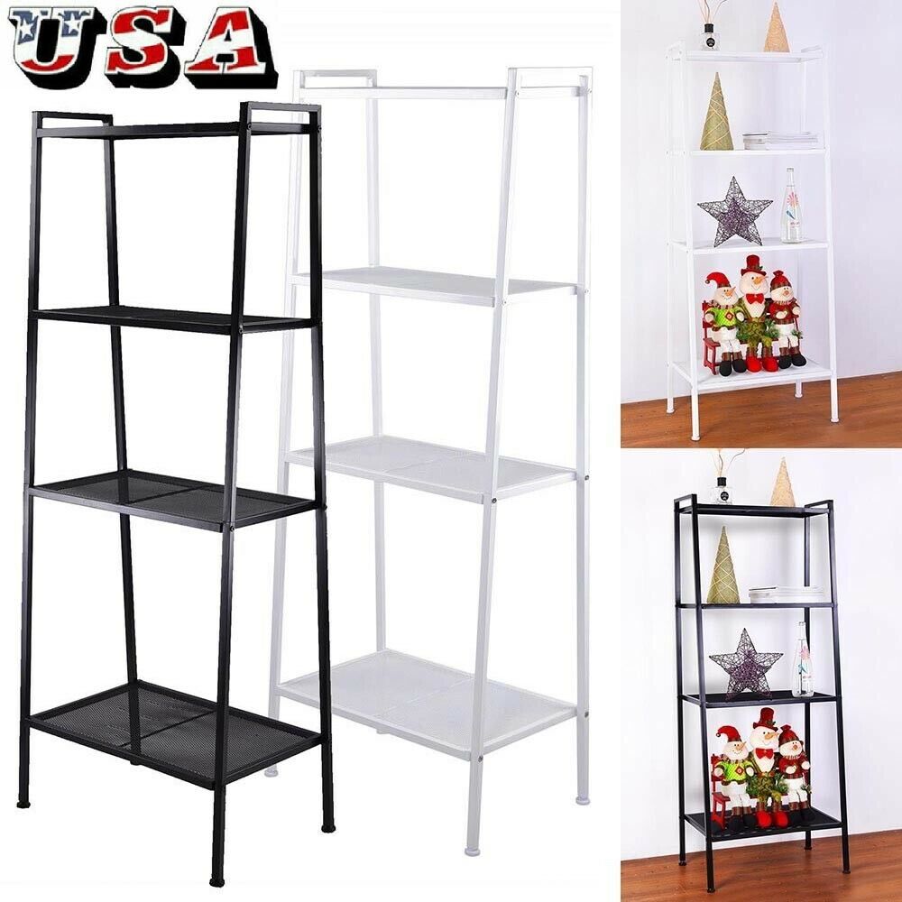 Ruication Ladder Shelf Bookcase Multi Functional 4 Tiers Modern Folding Storage Shelving Unit Decorative Ornament Display Stand Bookshelf for Home Garden Bedroom Living room Bathroom Brown
