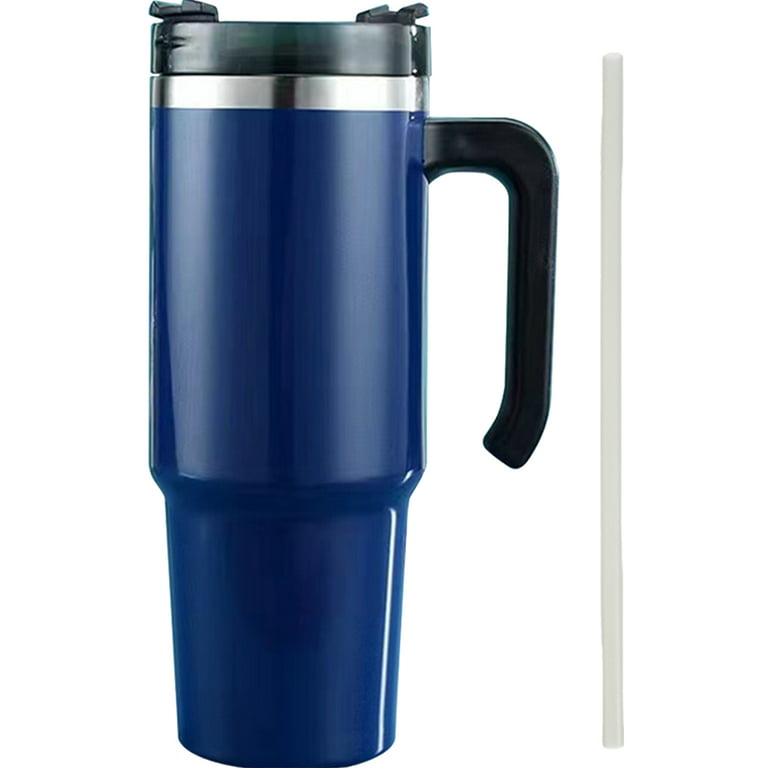 304 Stainless Steel Tumbler With Handle, Leakproof Travel Straw