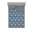 thumbnail image 2 of Ambesonne Tropical Fitted Sheet & Pillow Sham Set, Exotic Hibiscuses on Blue, Twin, Multicolor, 2 of 3