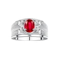 thumbnail image 1 of RYLOS Men's Rings Sterling Silver Rings Classic Designer Style 8X6MM Oval Gemstone &  Diamond Ring Ruby July Birthstone Rings For Men,  Size 9, 1 of 7