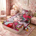 thumbnail image 2 of Manfei Stained Glass Geisha Twin Sheet Sets for Teens, Kimono Sakura Bedding, Red Multicolor 3 Pieces, 1 Flat Sheet, 1 Fitted Sheet and 1 Pillowcase, 2 of 6