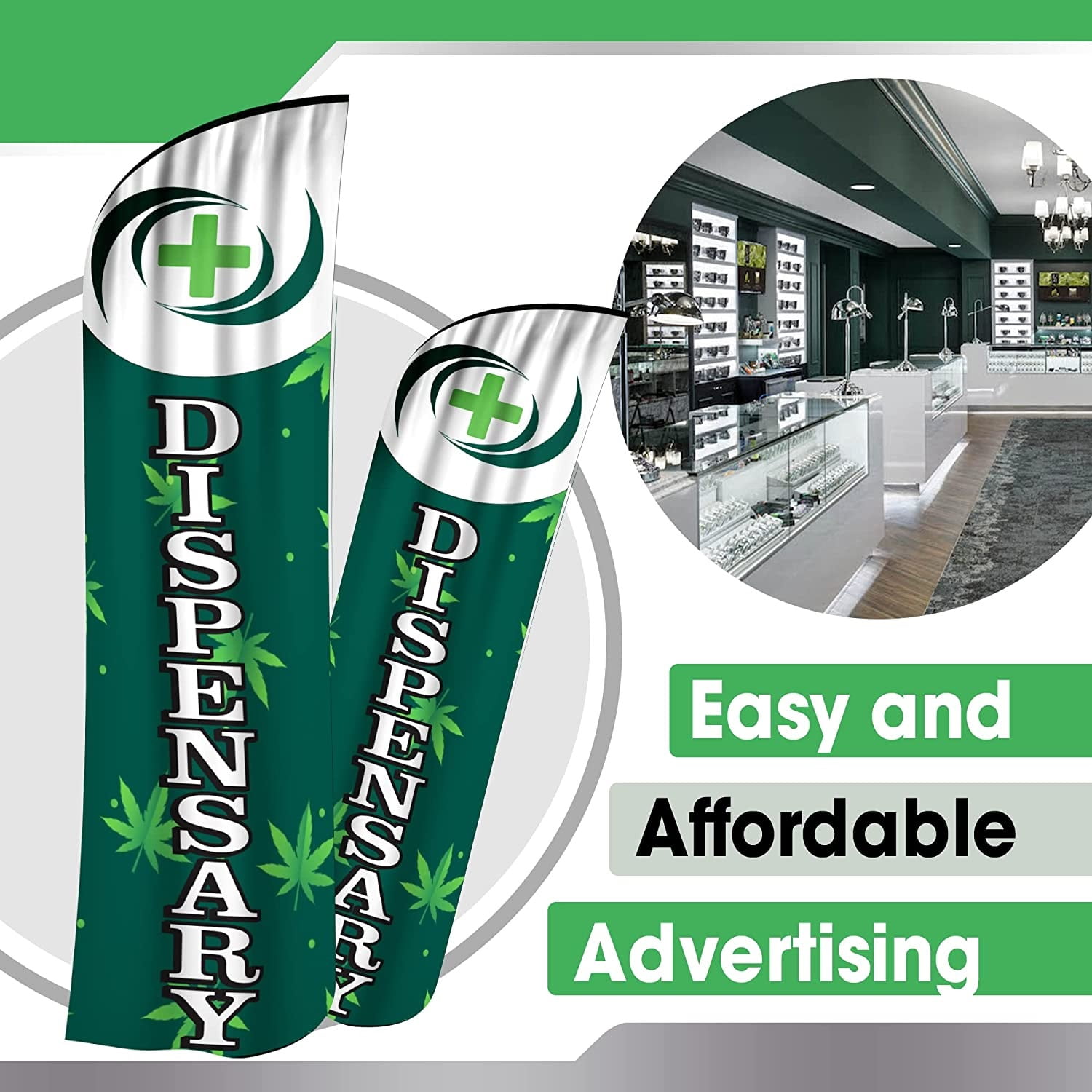 Dispensary Super Flag Without Pole | 2 Pack | Advertisement /Business Flags | Feather Flag |