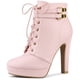 thumbnail image 1 of Botines con plataforma y tacones de bloque con correa con cordones para mujer Rosa 41, 1 of 5
