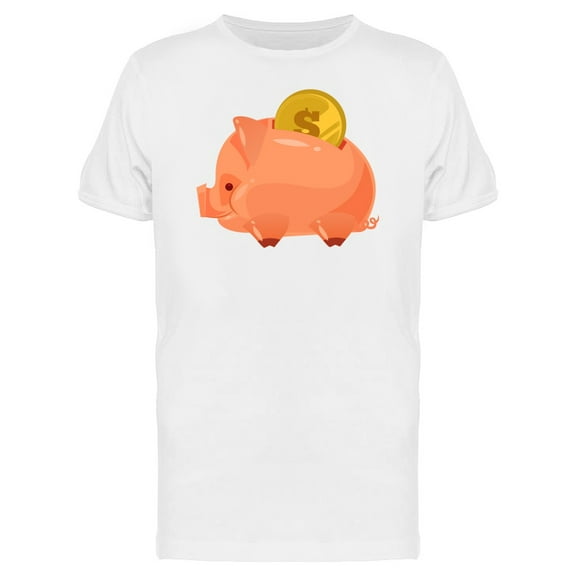 Happy Piggy Bank Cartoon Tee Men's -Image by Shutterstock