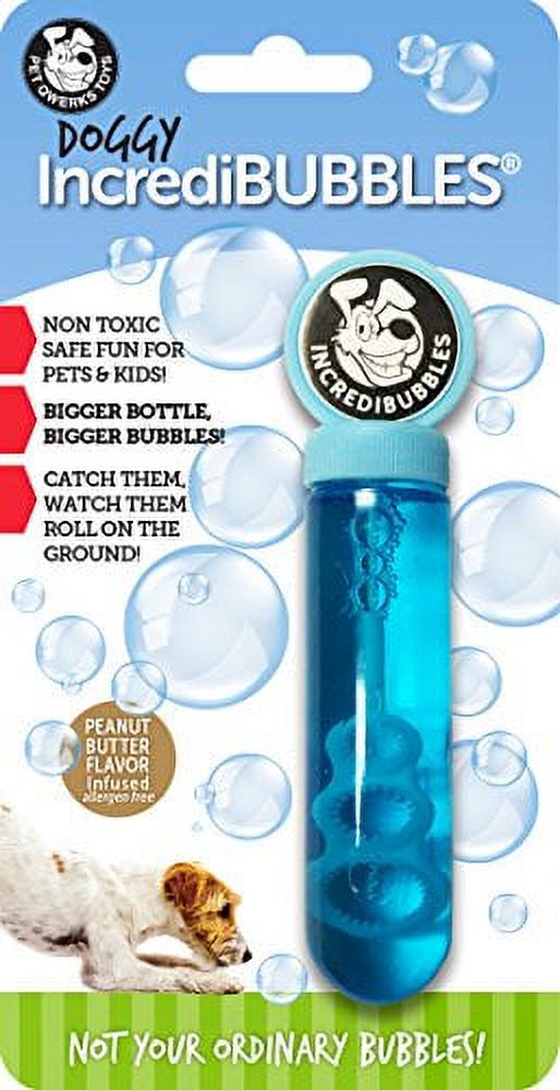 Pet Qwerks Incredibubbles Interactive Pet Toys - Long Lasting Edible Bubbles  for Dogs & Cats - Peanut Butter Flavor - 38 ML 