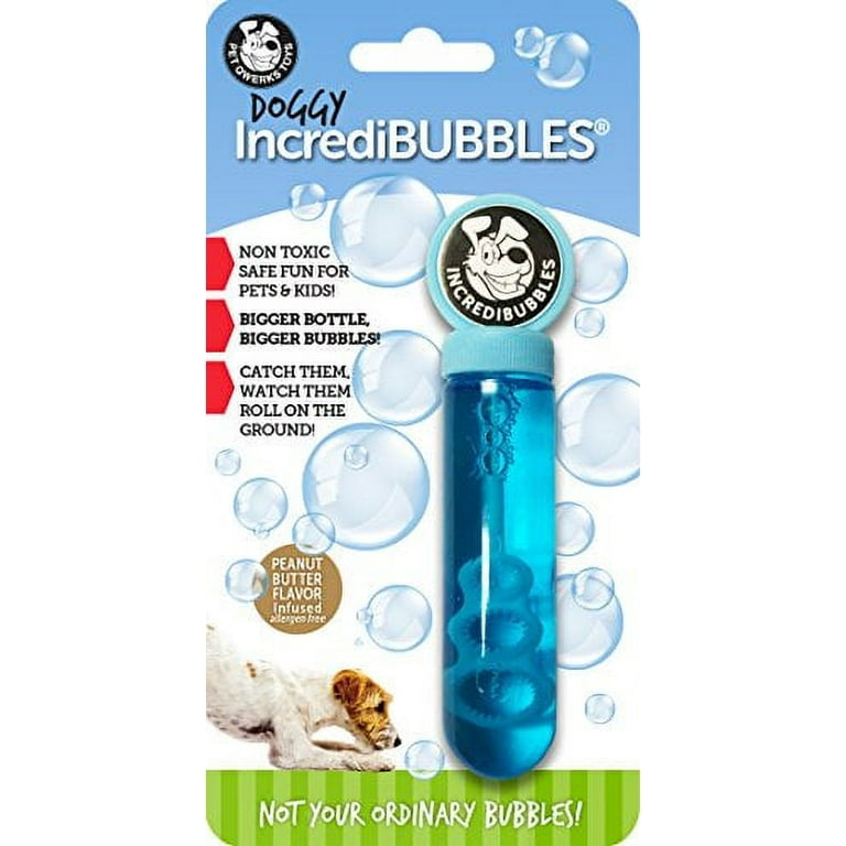 Pet Qwerks Incredibubbles Interactive Pet Toys - Long Lasting Edible Bubbles  for Dogs & Cats - Peanut Butter Flavor - 38 ML 