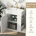 thumbnail image 5 of EUROCO 21.6" Bathroom Vanity with Sink Floating Bathroom Vanity Cabinet with Ceramic Basin, Perfect for Small Bathrooms, Right side storage, White, 5 of 8