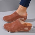 thumbnail image 6 of Women Summer Sandals Women's Casual Stylish Versatile Solid Color Closed Toe Trendy Sandals With Wedge Heels,Brown,37, 6 of 8