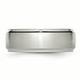 thumbnail image 3 of Stainless Steel Ridged Edge 8mm Brushed and Polished Band Ring 11 Size, 3 of 5