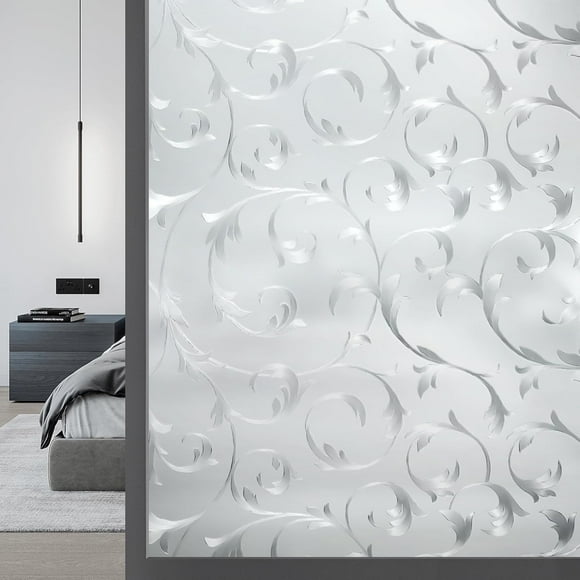 shiyou-Frosted Window Film for Privacy, Frosted Glass Film for Bathroom, 3D Vine, 44.5 x 200 CM,Non-Adhesive Window Frosting, Non-Adhesive Privacy Sticker, UV Protection Door Coverings