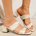 thumbnail image 6 of Vibrex Womens Heels Sandals Block Heel Double Strap Summer Dressy Sandal Square Open Toe Heels Shoes Slip On Comfortable Leather Heel Sandals, 6 of 9