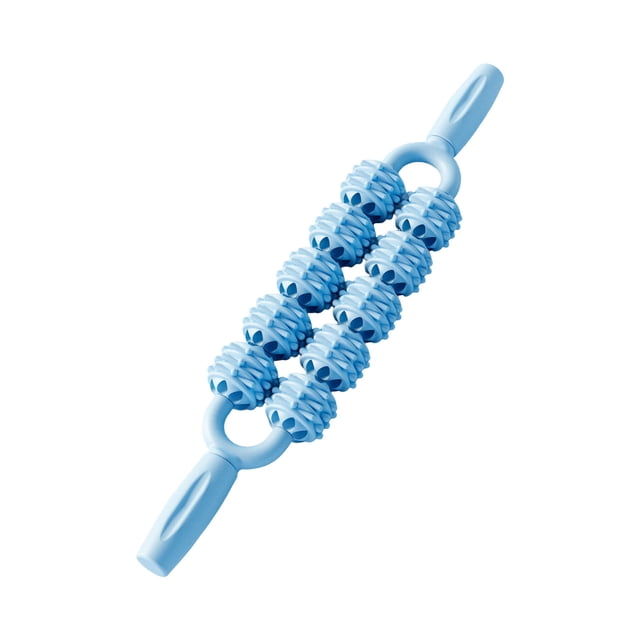 U-944 Bleu Double Pelotes Bâton de Massage Yoga Relaxation Musculaire Masse pour Récupération Entraînement Physique Outil de Massage des Mollets Rouleau Musculaire pour Tissus Profonds pour Adultes 280G