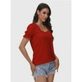 thumbnail image 5 of Womens Summer Tops Casual Square Neck Short Sleeve T Shirts, 5 of 6