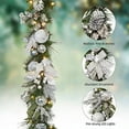 thumbnail image 6 of 6FT Christmas Garland with Lights, Prelit Artificial Christmas Garland with Pine Cones Poinsettia, Cordless Xmas Garland for Fireplace Mantle Stairecase Indoor Outdoor Holiday Home Decorations, 6 of 9