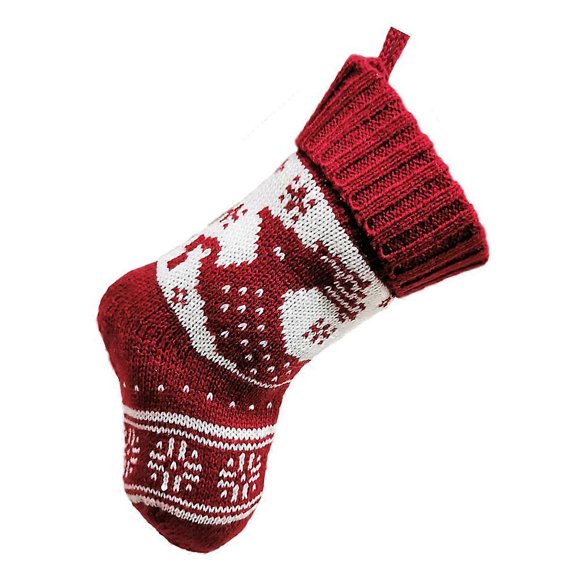 Christmas Festival Present Bag Stocking Shaped Candy Holder 17x15cm Red For Children Family 1Pcs