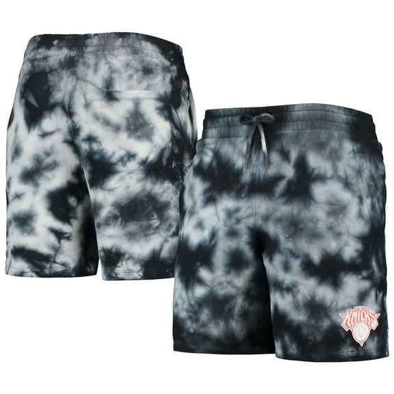 Men's New Era Black New York Knicks Fleece Tie-Dye Shorts