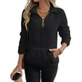 thumbnail image 2 of Womens Fuzzy Fleece Oversized Sweatshirt Quarter Zip Up Pullover Hoodie Long Sleeve Winter Warm Coat Jacket, 2 of 6