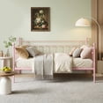 thumbnail image 5 of VECELO Twin Size Metal Daybed Frame, Heavy Duty Steel Slats Support, Mattress Foundation Sofa Bed, Pink, 5 of 10