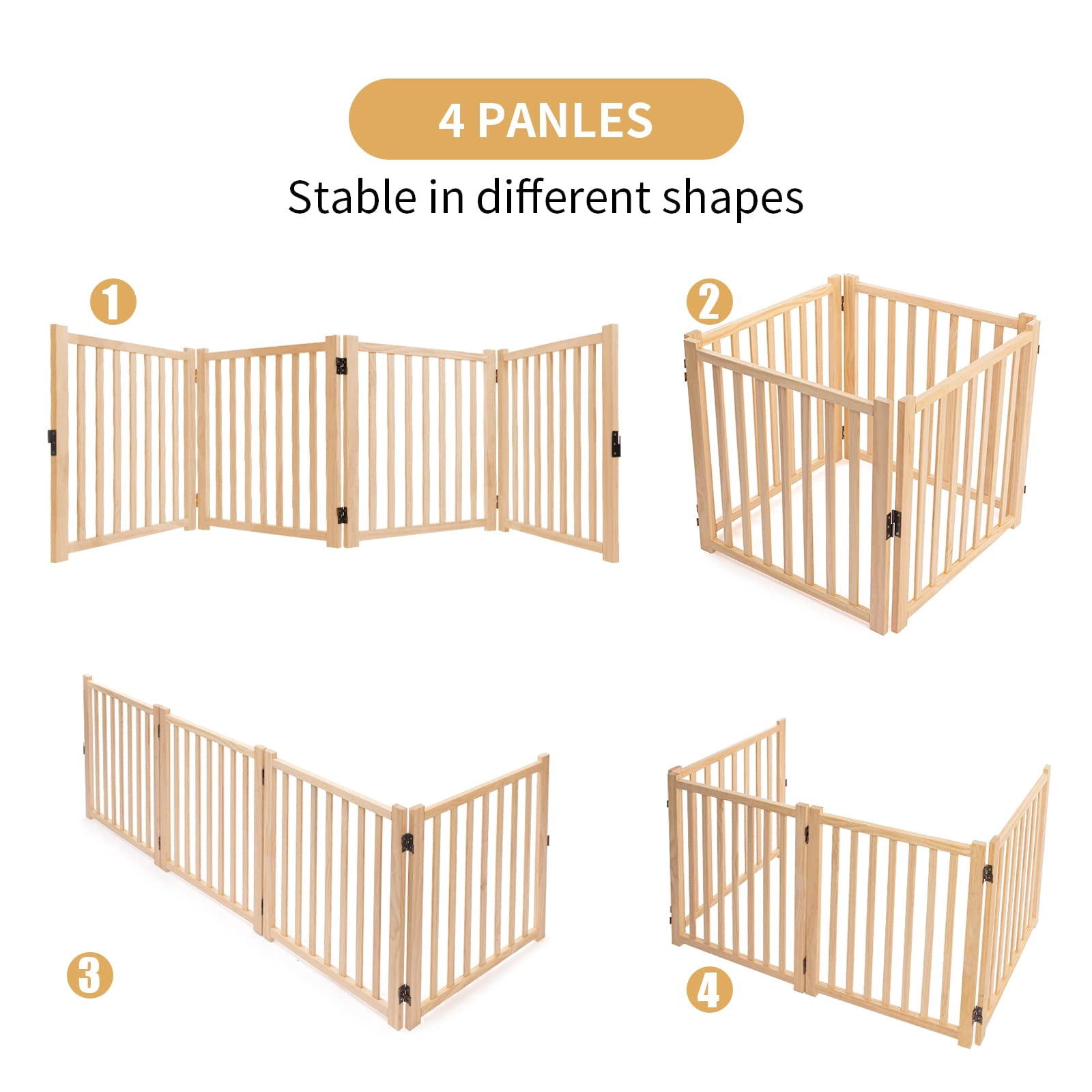 TEQIN Indoor Pet Gate,Freestanding Pet Gate for Dogs,Folding Dog Gate for Stairs or Doorways,Freestanding Pet Fence Kitchen Wooden Pet Barrier for Cats and Dogs