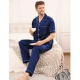 thumbnail image 5 of Conjunto de pijama SWOMOG de satén de manga corta con pantalones largos para hombre, 5 of 5