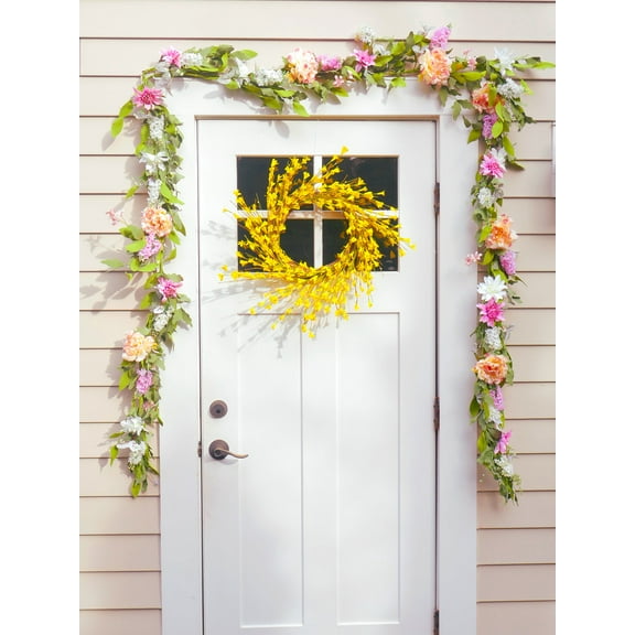 22" Yellow Forsythia Wreath