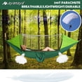 thumbnail image 3 of [3 IN 1] AYAMAYA Camping Hammock with Mosquito Net & Sun Shade Cloth for 2/Double Person, Portable Lightweight Nylon Swing Hammock with Tree Straps (Green), 3 of 8