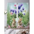 thumbnail image 3 of Spring Easter Sheer Curtains 108 Inch Length 2 Panels Set Window Treatments, Purple Floral Summer Botanical Ombre Rod Pocket Semi Curtains for Living Room/Bedroom/Kitchen Décor, 104"W x 108"L, 3 of 7