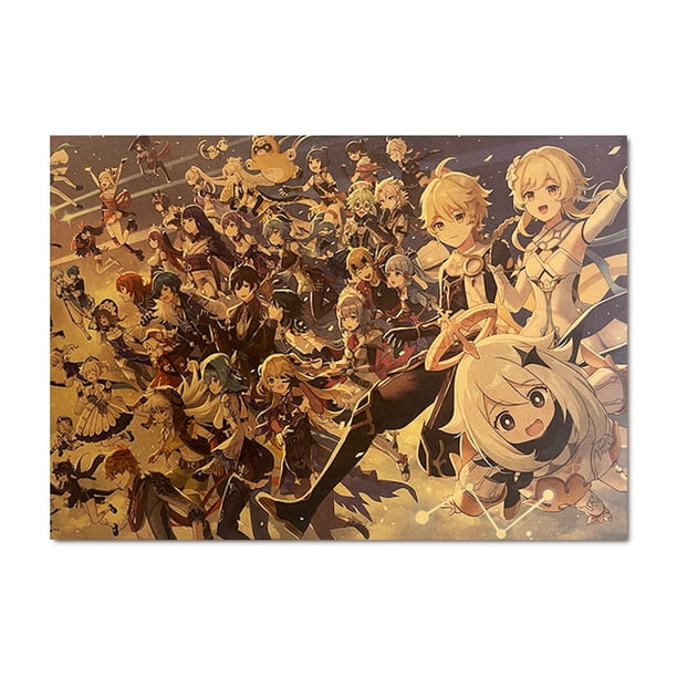 Pintura decorativa para pared con póster Genshin Impact Anime
