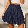 thumbnail image 2 of Women's Tennis Skirts Summer Lazy Casual Pleated High Waisted Lace Edged Half Length Skirt Blue M, 2 of 4