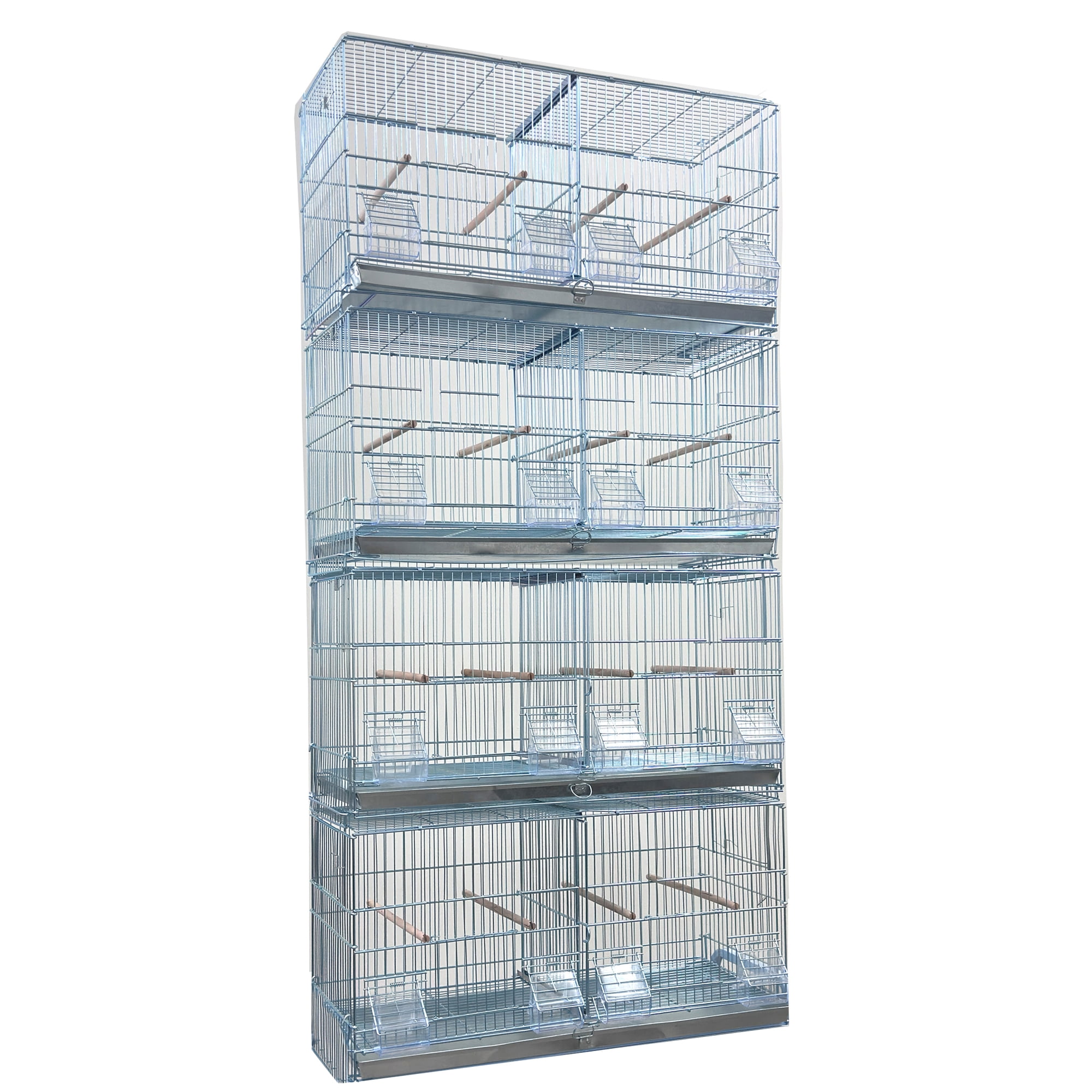 LARGE 4 of Stainless Galvanized Stackable Double Breeding Breeder Flight Bird Cage with Center Dividers Side Breeding Nest Doors Quail Lovebirds Aviaries Canaries Finches