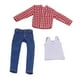thumbnail image 5 of Ropa para figura masculina a escala 1/12: chaleco, camisa y vaqueros. Accesorios: disfraz clásico para hombre. Cuadrícula roja, 5 of 9
