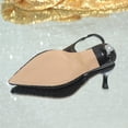 thumbnail image 6 of Miluxas Womens Lace Mesh Slingback Heels Closed Pointed Toe Wedding Pumps Kitten Heel Bridal Dress Shoes Black 9(42), 6 of 9