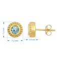 thumbnail image 3 of Jewelili 10K Yellow Gold 4 MM Natural Round Aquamarine Stud Earrings, 3 of 10