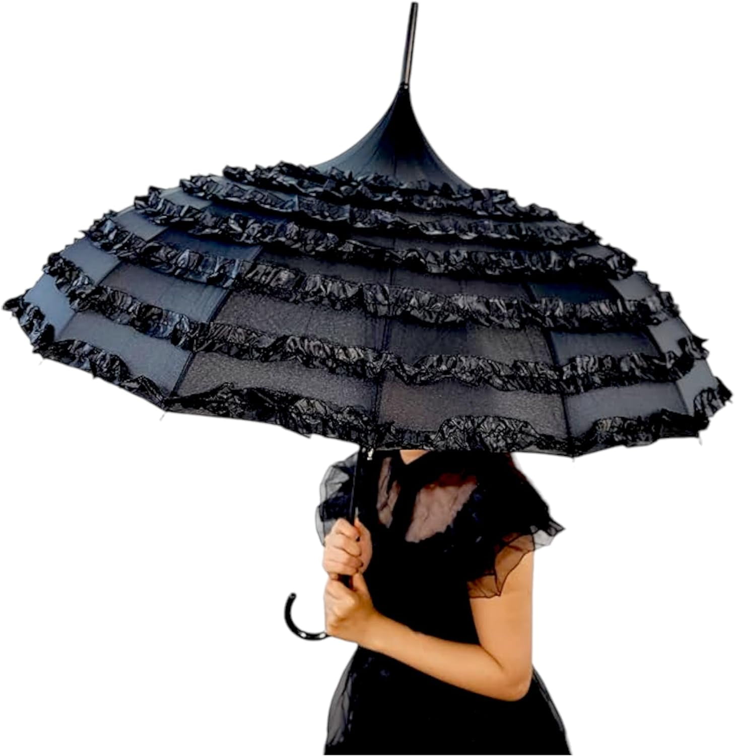 Gothic Black Lace Pagoda Umbrella Elegant Victorian Parasol for Sun Rain Protection Gothic Style Statement Accessory Walmart