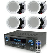 Technical Pro 1000W Professional Home Stereo Receiver w/ USB & SD Card Inputs + 2 Pairs of 5.25 Ceiling Wall Mount