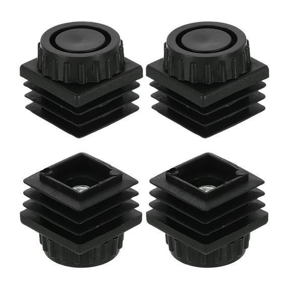 Uxcell 4 Set Leveling Feet, M8x25x25mm Plastic Adjustable Furniture Leg Leveling Square Threaded Insert Screw-in Glide Levelers for Table Chair Furniture, Black